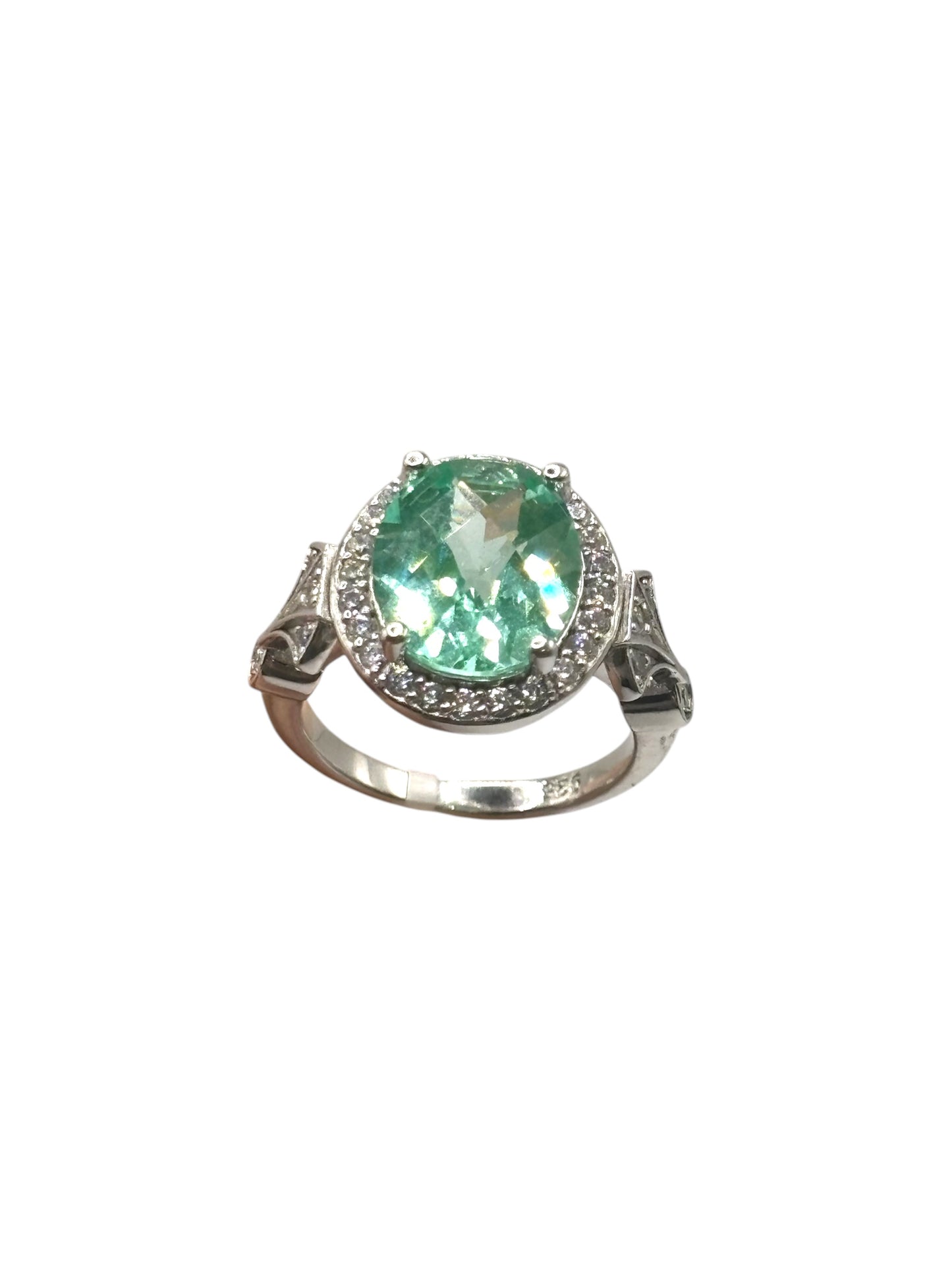 Ocean green spinel solitaire ring