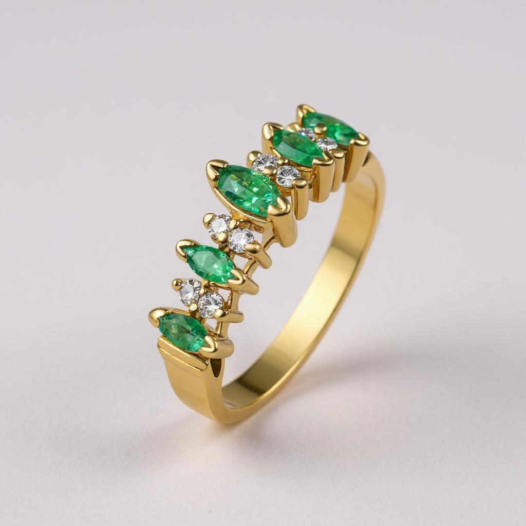 14k Marquee Emeralds with Diamonds
