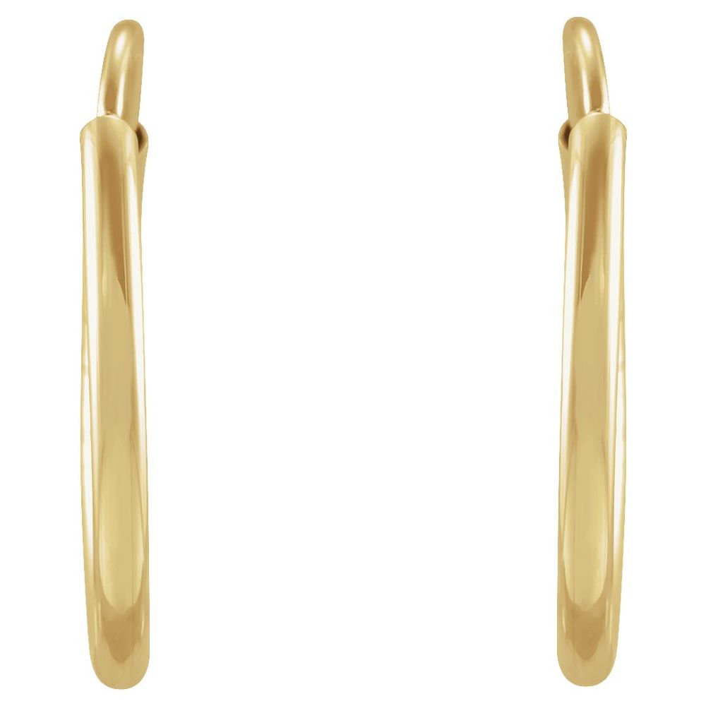 14K Yellow Gold Flexible Endless Tube 12 mm Hoop Earrings