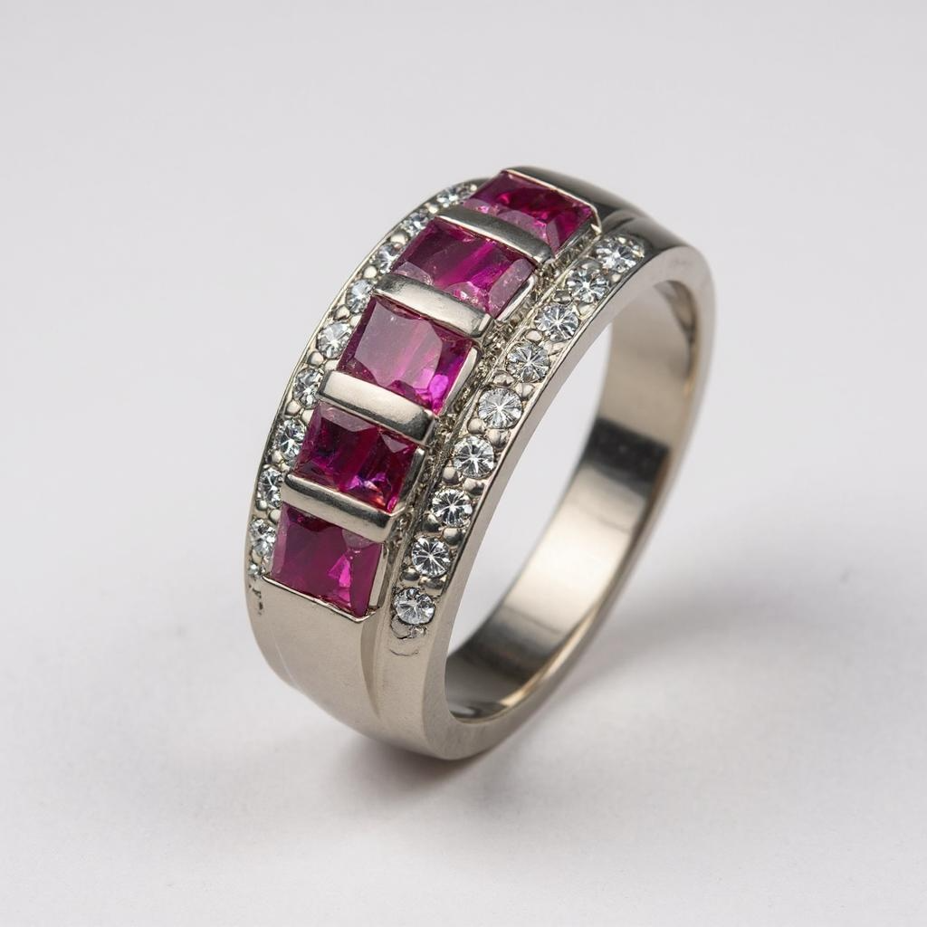 14k Baguette set Ruby
