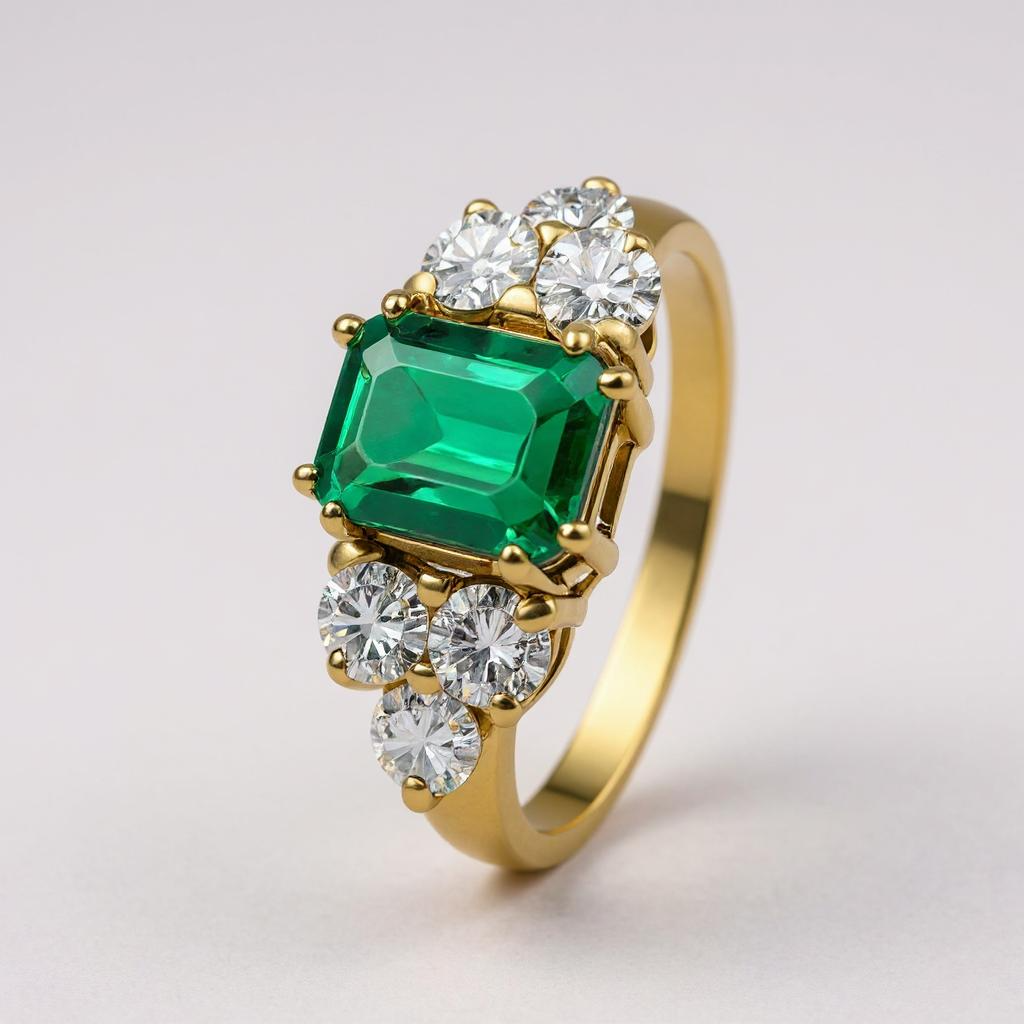 14k Emerald with Lab Diamonds
