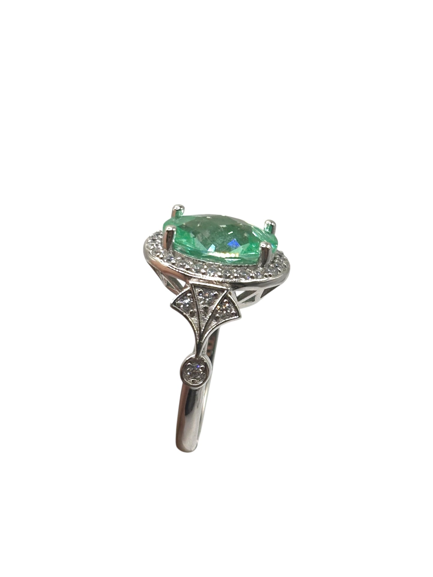 Ocean green spinel solitaire ring