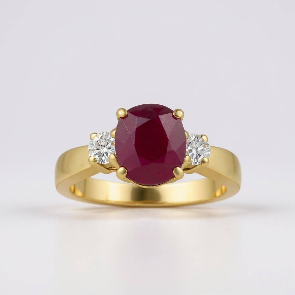 14k Cushion Cut Ruby With Diamonds
