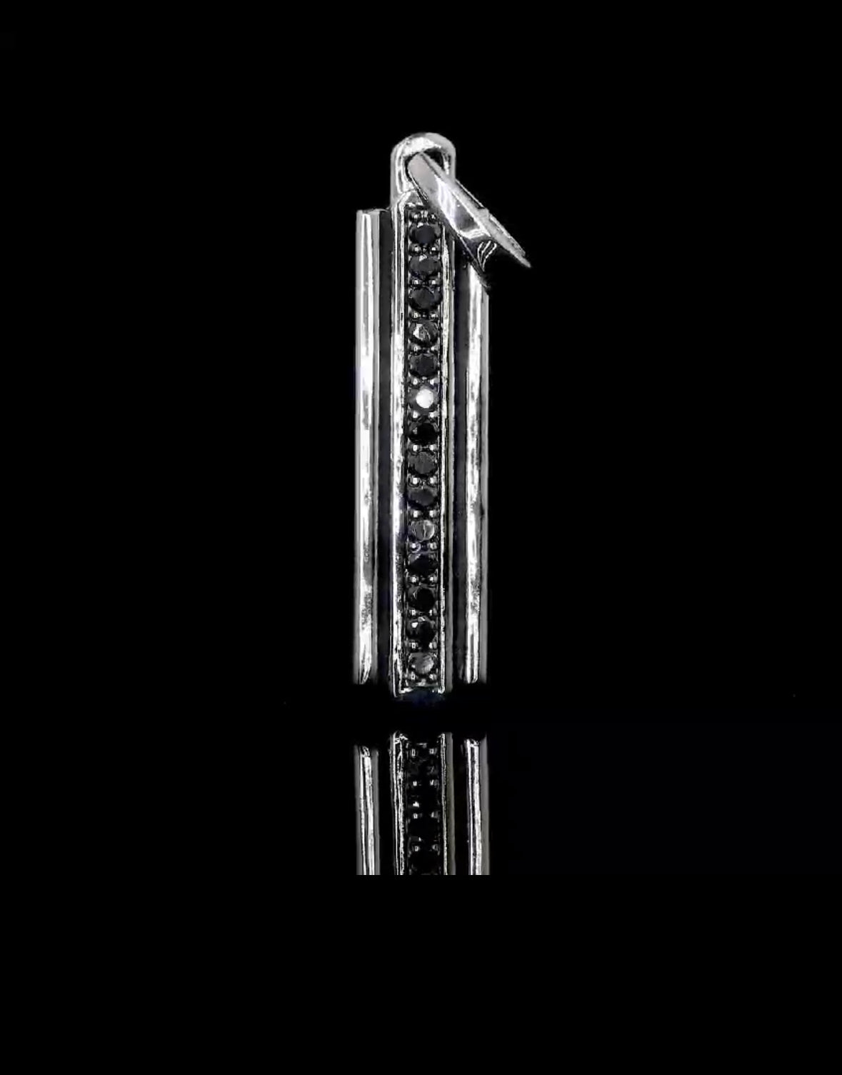 Ingot Tag with Pavé Black Diamonds