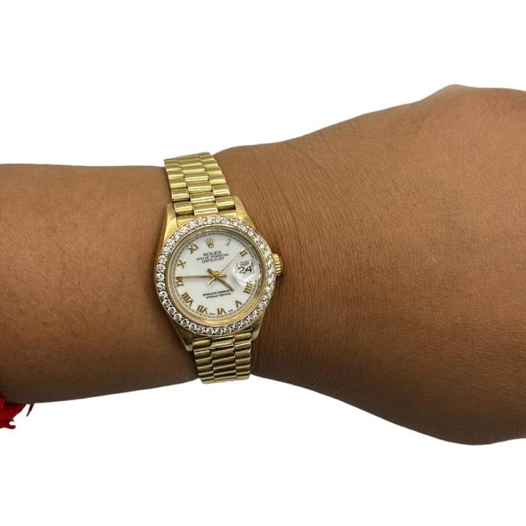 Rolex Datejust 26mm Yellow Gold White Roman Dial