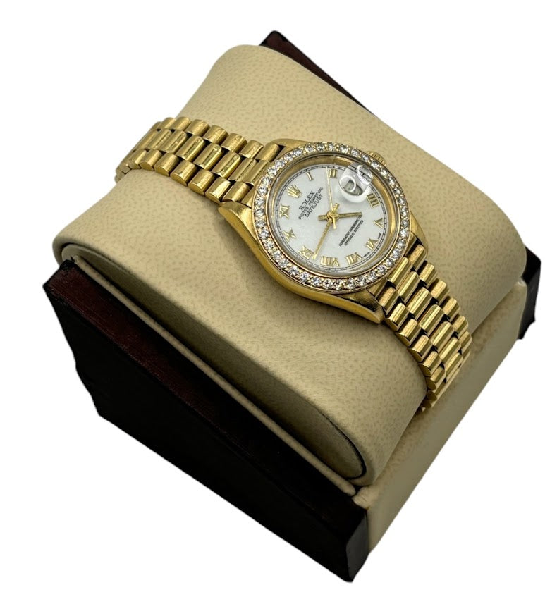 Rolex Datejust 26mm Yellow Gold White Roman Dial