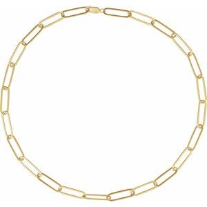 14K Yellow Gold 6.2 mm Paperclip-Style 18" Chain