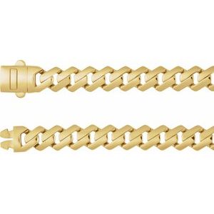 14K Yellow Gold 7.4 mm Monaco Edge Curb 22" Chain