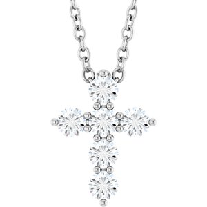 14K White Gold 1/4 CTW Natural Diamond Cross 16-18" Necklace