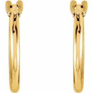 14K Yellow Gold Youth Hinged 12.5 mm Hoop Earrings