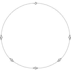 14K White Gold 3/4 CTW Natural Diamond 5-Station 18" Necklace