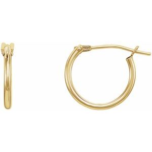 14K Yellow Gold Youth Hinged 12.5 mm Hoop Earrings