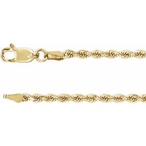 14K Yellow Gold 2.4 mm Diamond-Cut Rope 18" Chain