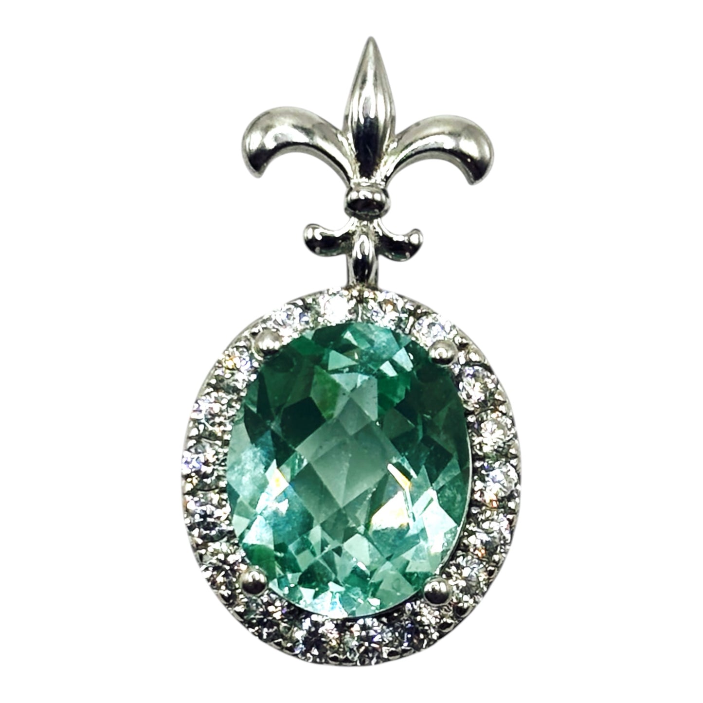 Ocean green spinel oval saint pendant