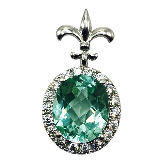 Ocean green spinel oval saint pendant