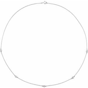 14K White Gold 3/4 CTW Natural Diamond 5-Station 18" Necklace