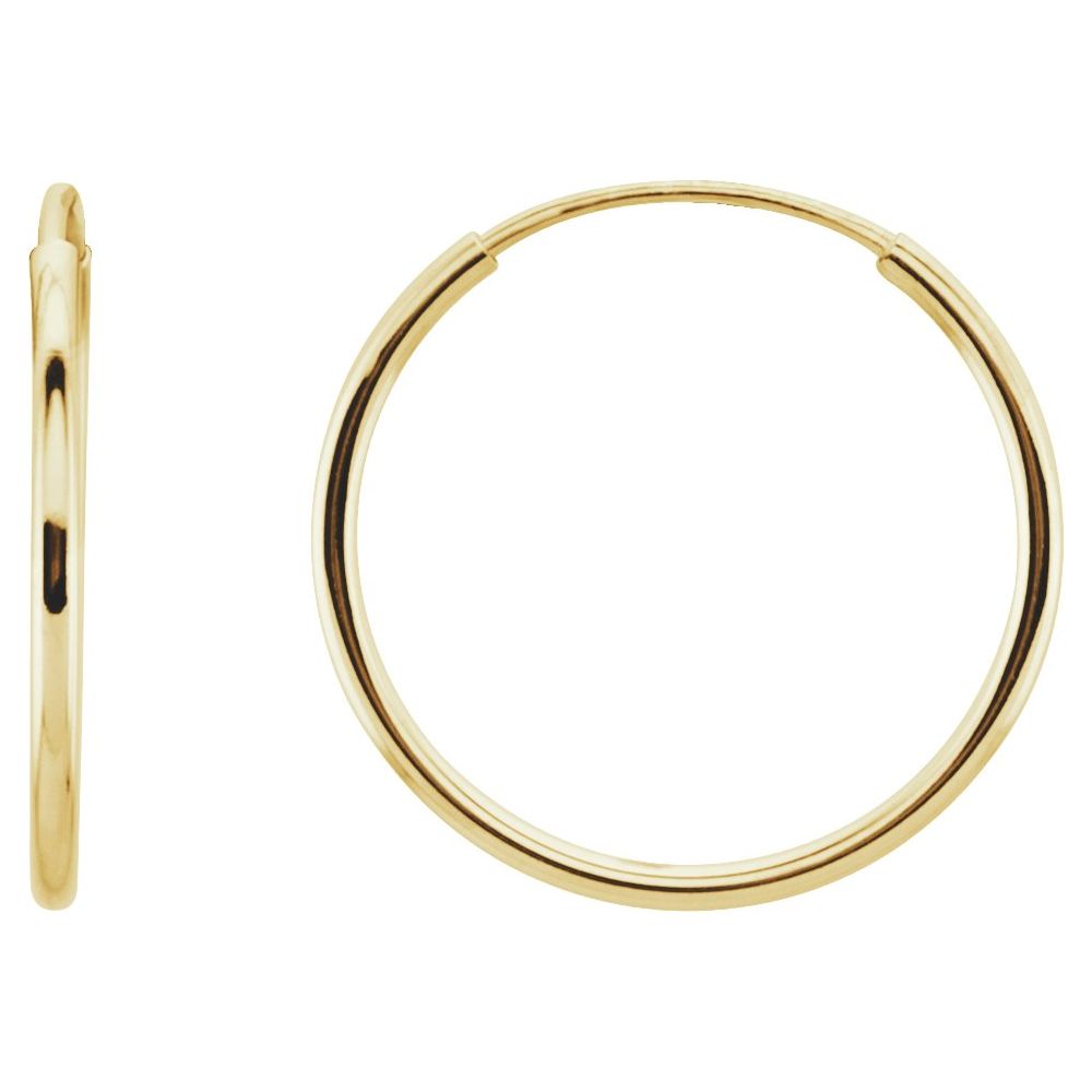 14K Yellow Gold Endless Tube 15 mm Hoop Earring