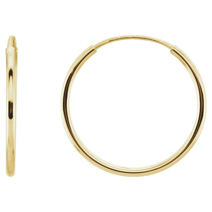 14K Yellow Gold Endless Tube 15 mm Hoop Earring