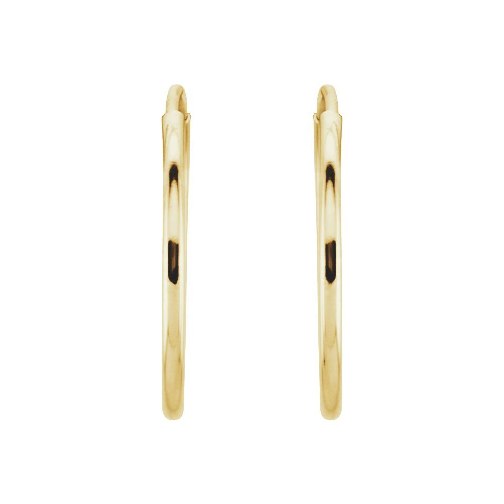 14K Yellow Gold Endless Tube 15 mm Hoop Earring