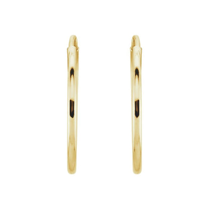 14K Yellow Gold Endless Tube 15 mm Hoop Earring