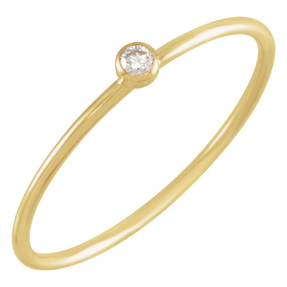 14K Yellow Gold .03 CT Natural Diamond Stackable Ring