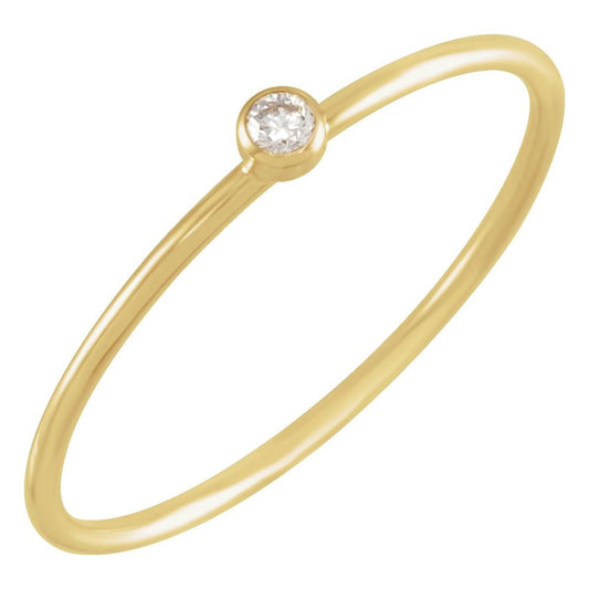 14K Yellow Gold .03 CT Natural Diamond Stackable Ring