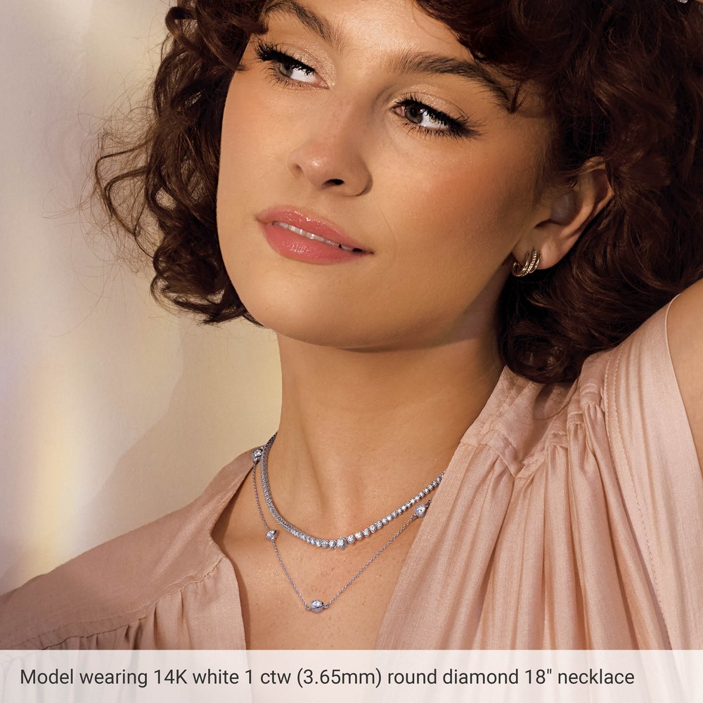 14K White Gold 3/4 CTW Natural Diamond 5-Station 18" Necklace