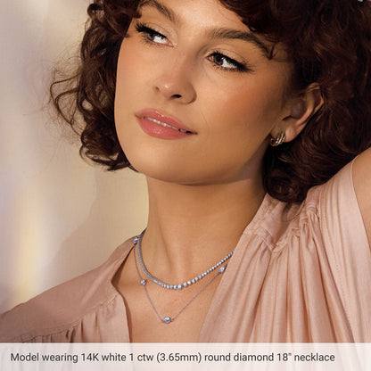 14K White Gold 3/4 CTW Natural Diamond 5-Station 18" Necklace