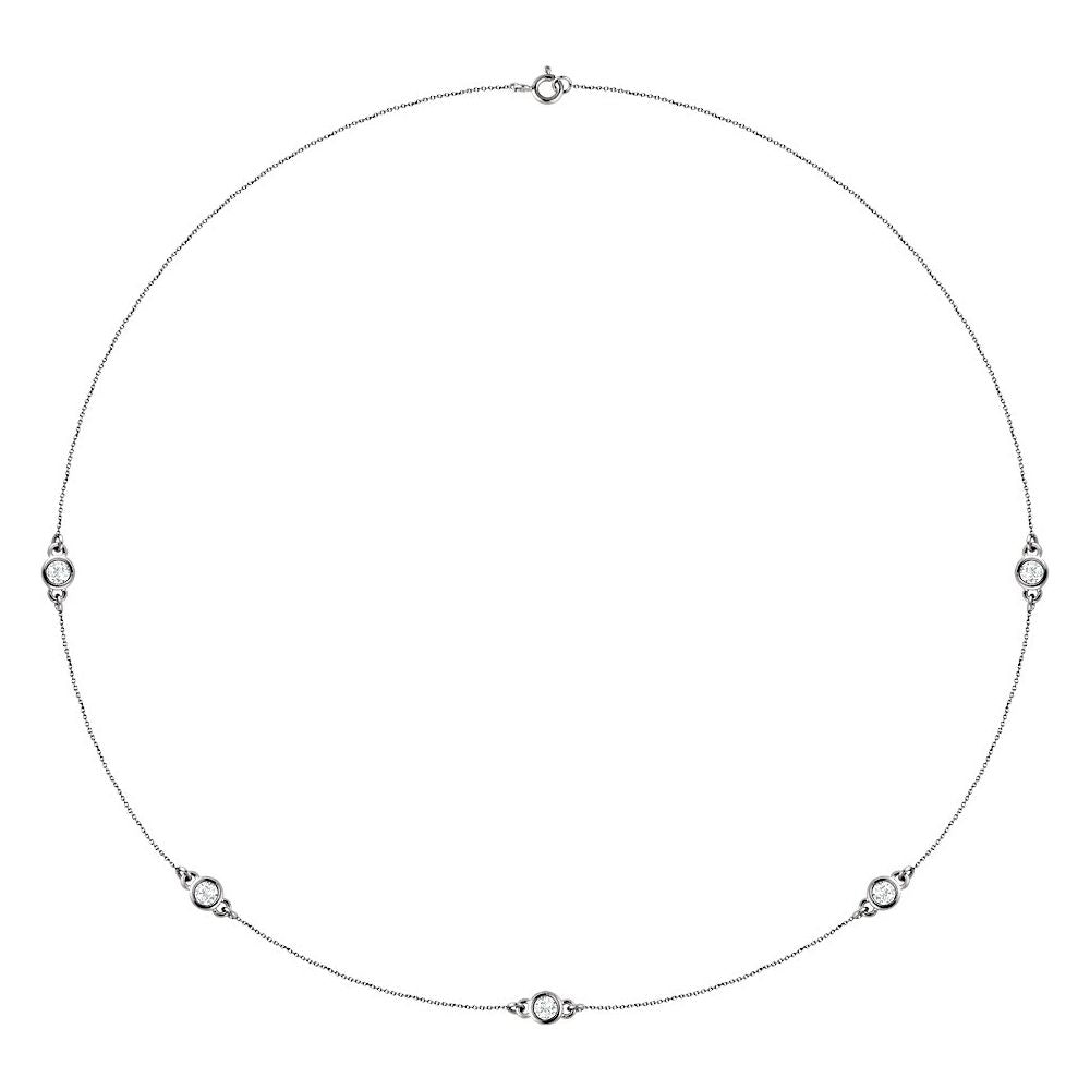 14K White Gold 3/4 CTW Natural Diamond 5-Station 18" Necklace