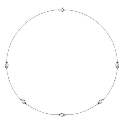 14K White Gold 3/4 CTW Natural Diamond 5-Station 18" Necklace