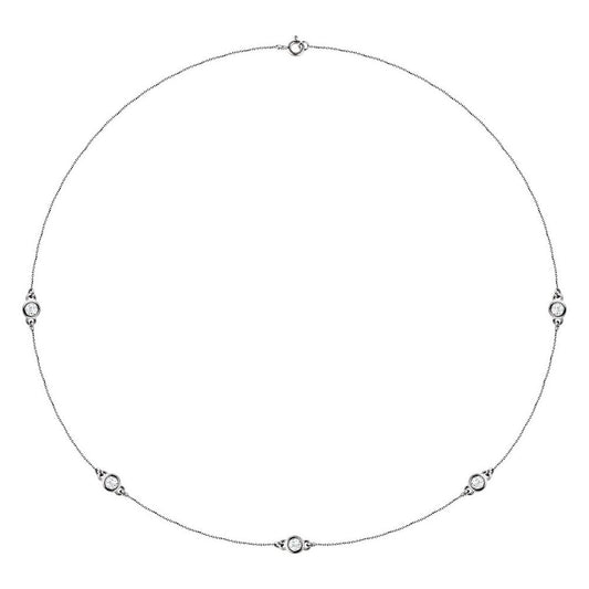 14K White Gold 3/4 CTW Natural Diamond 5-Station 18" Necklace