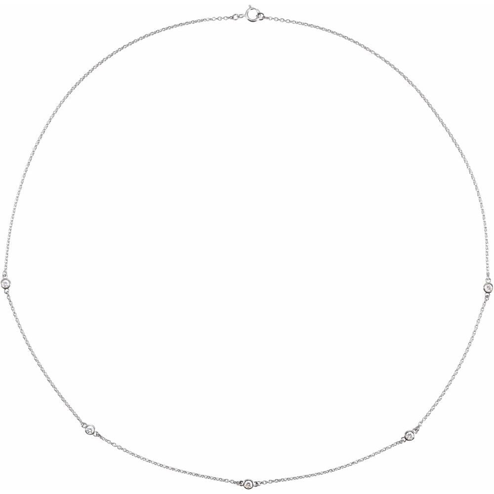 14K White Gold 3/4 CTW Natural Diamond 5-Station 18" Necklace