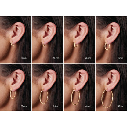 14K Yellow Gold Round Tube Hoop Earrings