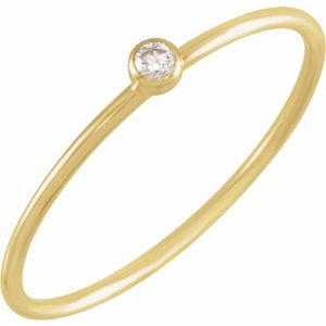14K Yellow Gold .03 CT Natural Diamond Stackable Ring Size 7