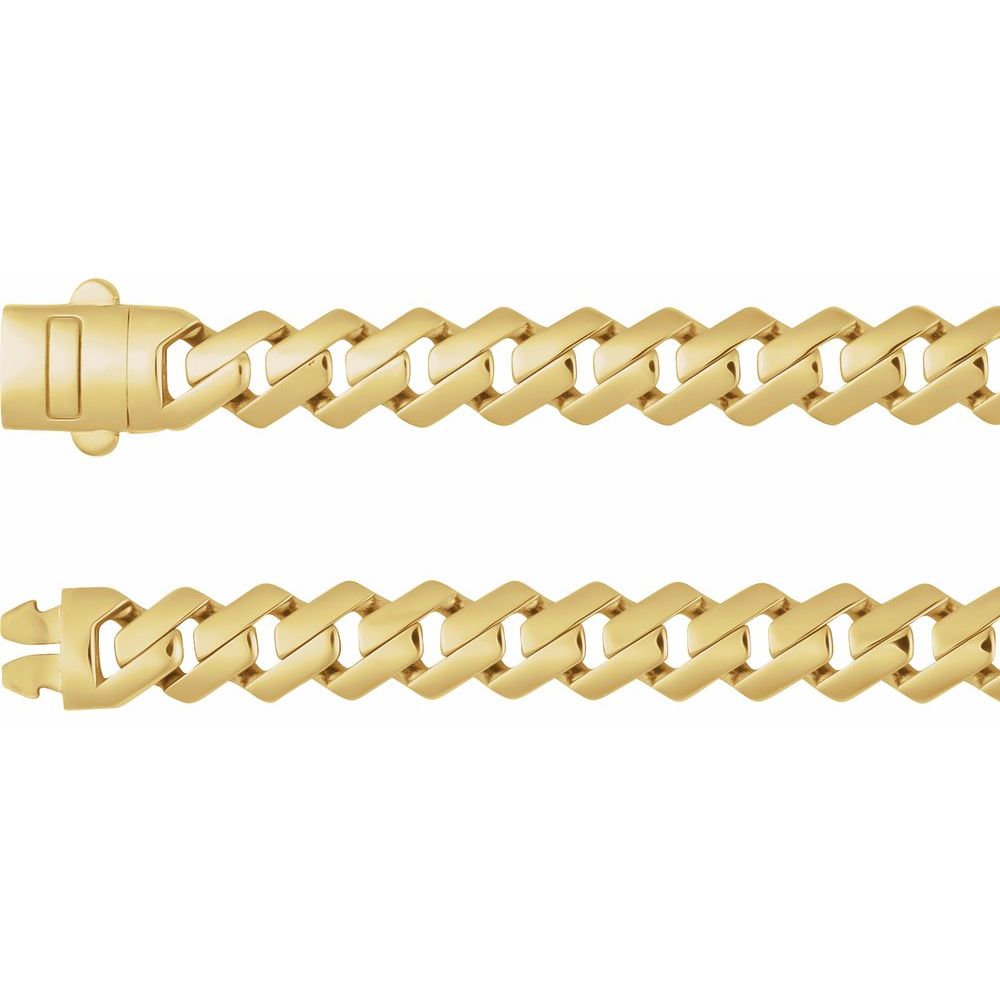 14K Yellow Gold 7.4 mm Monaco Edge Curb 22 Inch Chain