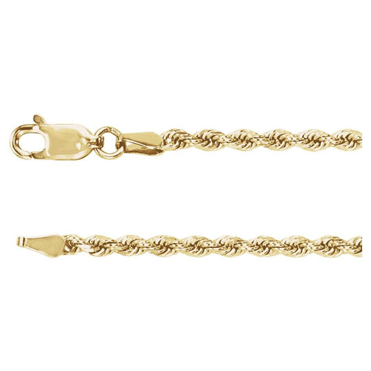 14K Yellow Gold 2.4 mm Diamond-Cut Rope Chain