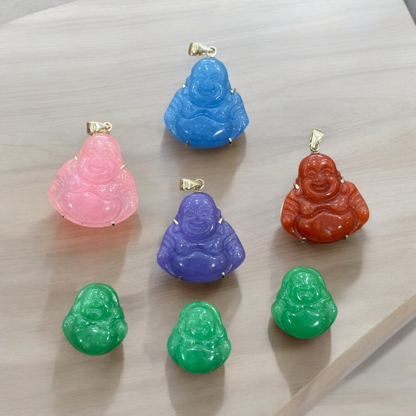 Mini 14k Gold color jade laughing Buddha