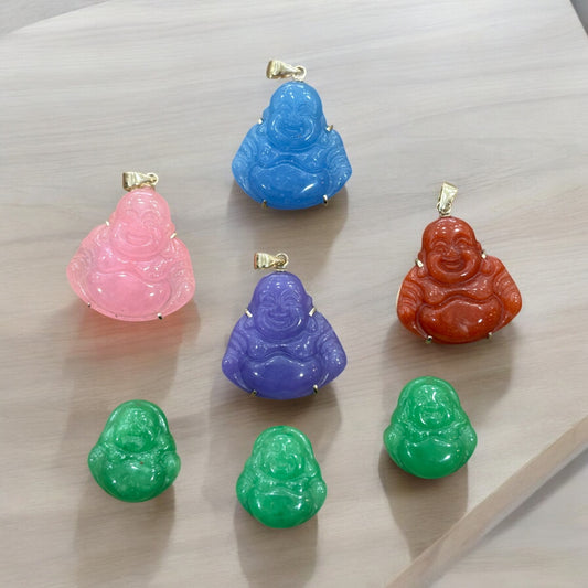 Mini 14k Gold color jade laughing Buddha