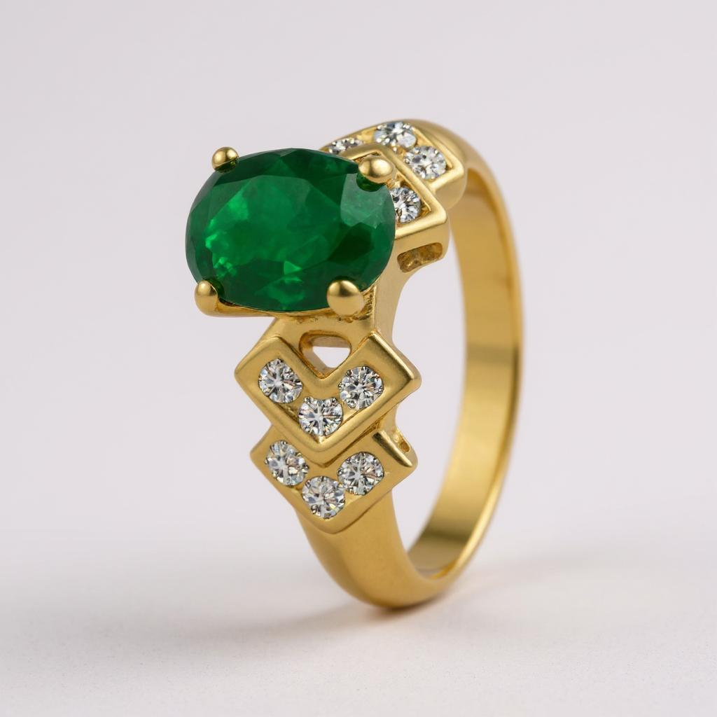 18k Oval Emerald Ring