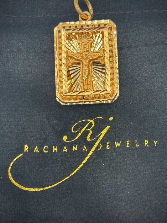 18k Jesus Square Pendant