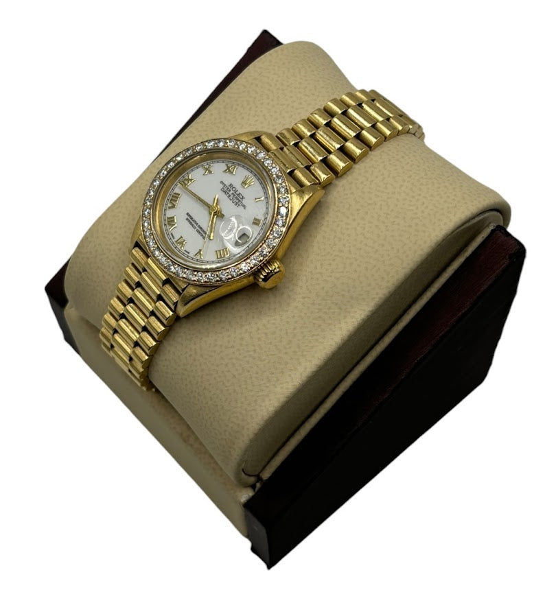 Rolex Datejust 26mm Yellow Gold White Roman Dial