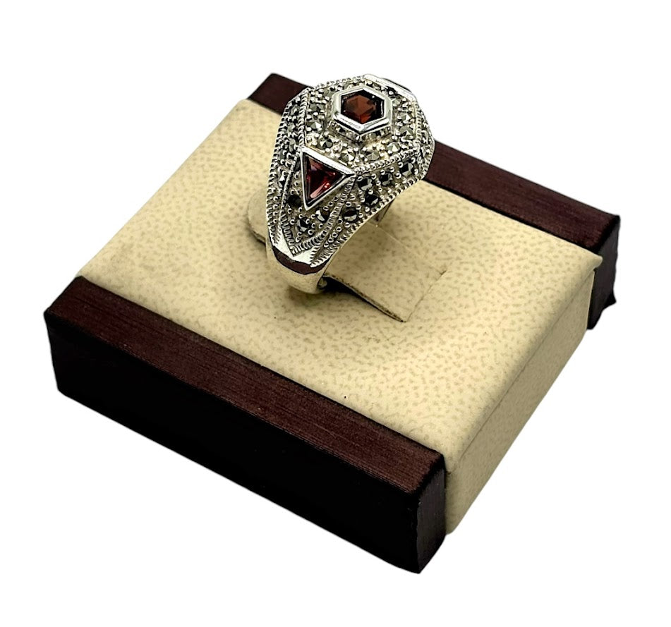 Garnet Hexagon Ring