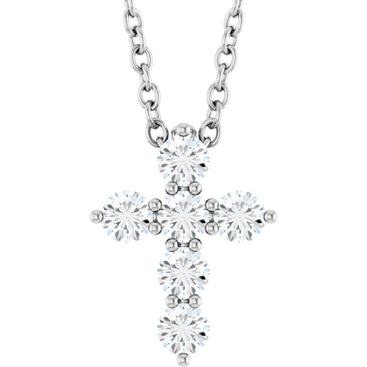 14K White Gold 1/4 CTW Natural Diamond Cross