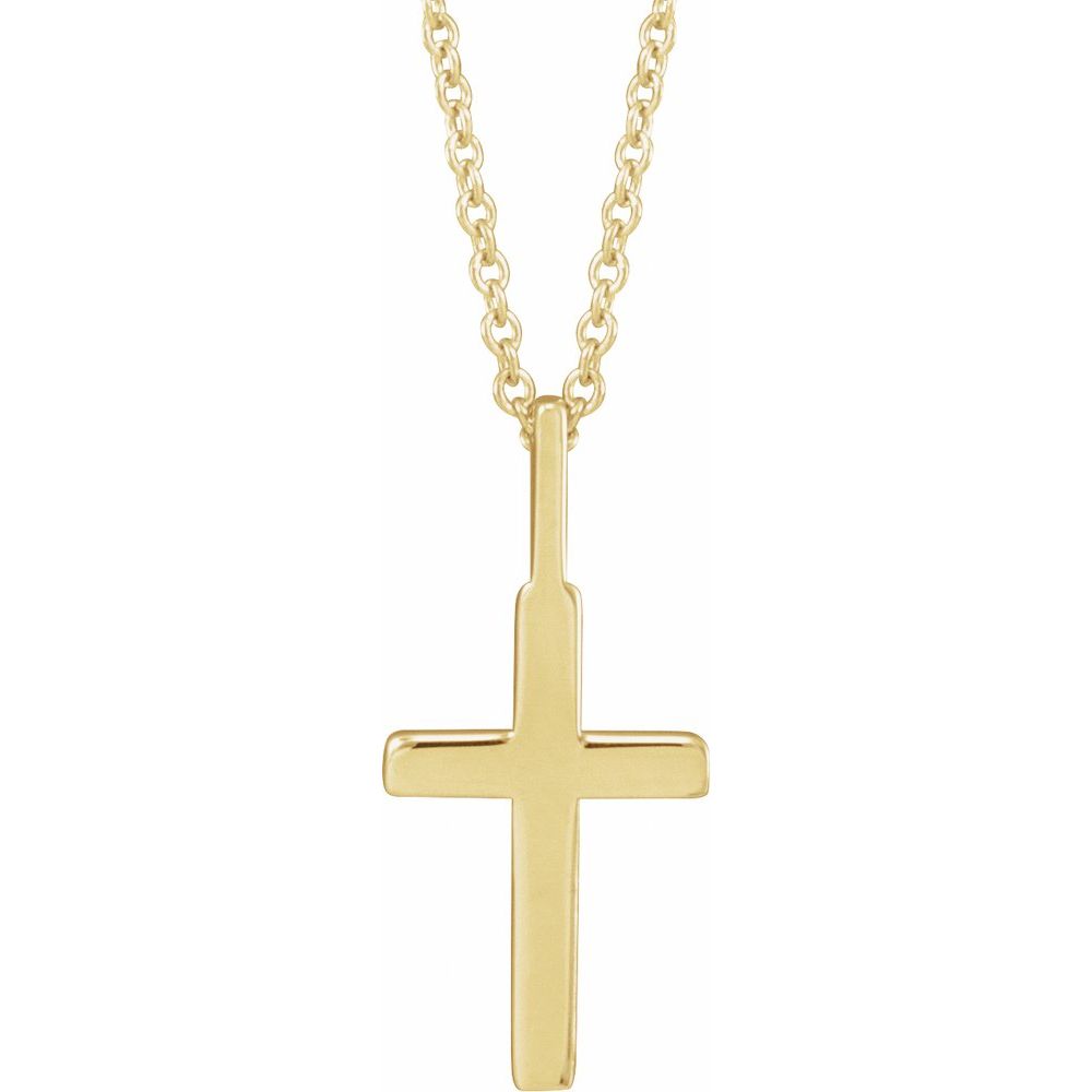14K Yellow Gold Knife-Edge Cross 16-18"