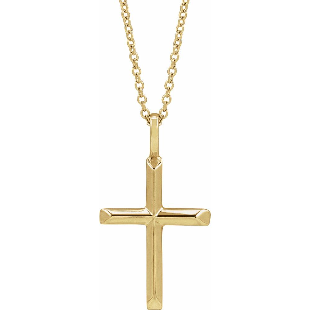 14K Yellow Gold Knife-Edge Cross 16-18"