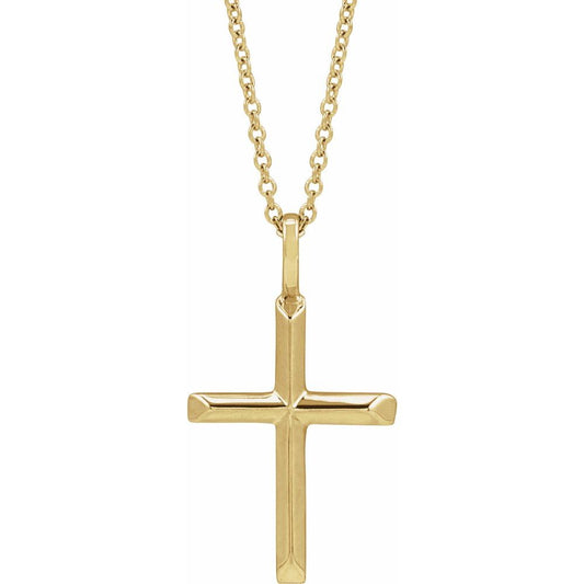 14K Yellow Gold Knife-Edge Cross