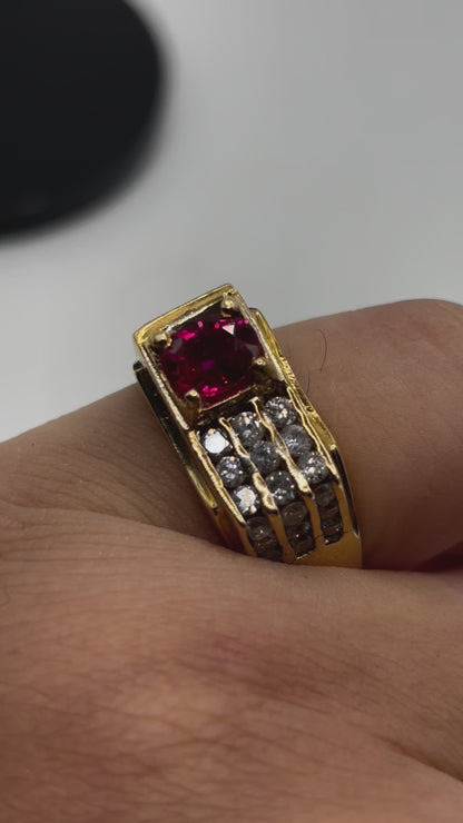 18k Ruby signet ring with diamonds